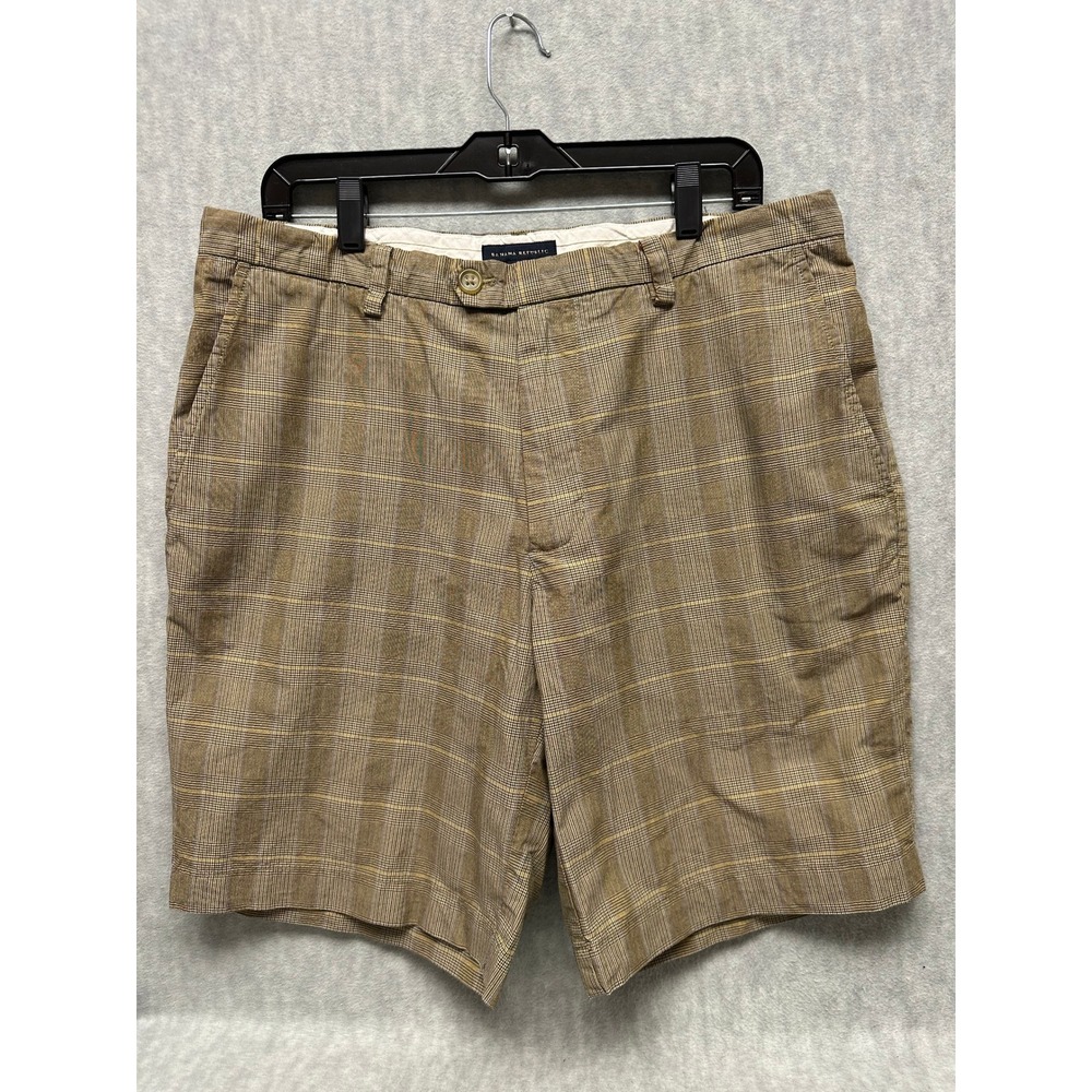 Banana Republic Shorts Men 35 Brown Plaid Check Tailored Flat Front